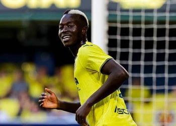 Villarreal's Pape Alassane Gueye participates in the La Liga match between Villarreal CF and Sevilla FC at La Ceramica Stadium in Villarreal, Spain, on May 25, 2025. (Photo by Jose Miguel Fernandez/NurPhoto via Getty Images)