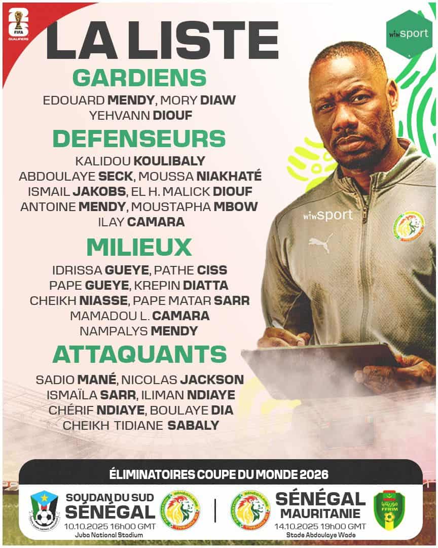 Equipe Nationale : Une liste des 26 en novembre déjà tournée vers la CAN pour Pape Thiaw et les Lions ? - wiwsport Equipe Nationale : Une liste des 26 en novembre déjà tournée vers la CAN pour Pape Thiaw et les Lions ? - wiwsport