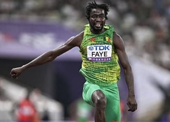 Tokyo , Japan - 17 September 2025; Amath Faye of Senegal competing in the men's triple jump qualifications during day five of the World Athletics Championships Tokyo 2025 at Japan National Stadium in Tokyo, Japan. (Photo By Sam Barnes/Sportsfile via Getty Images)