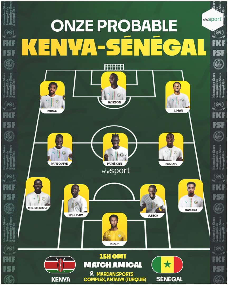 Équipe Nationale : Le Lions avec Ilay Camara et Ibrahim Mbaye face au Kenya ? - wiwsport
