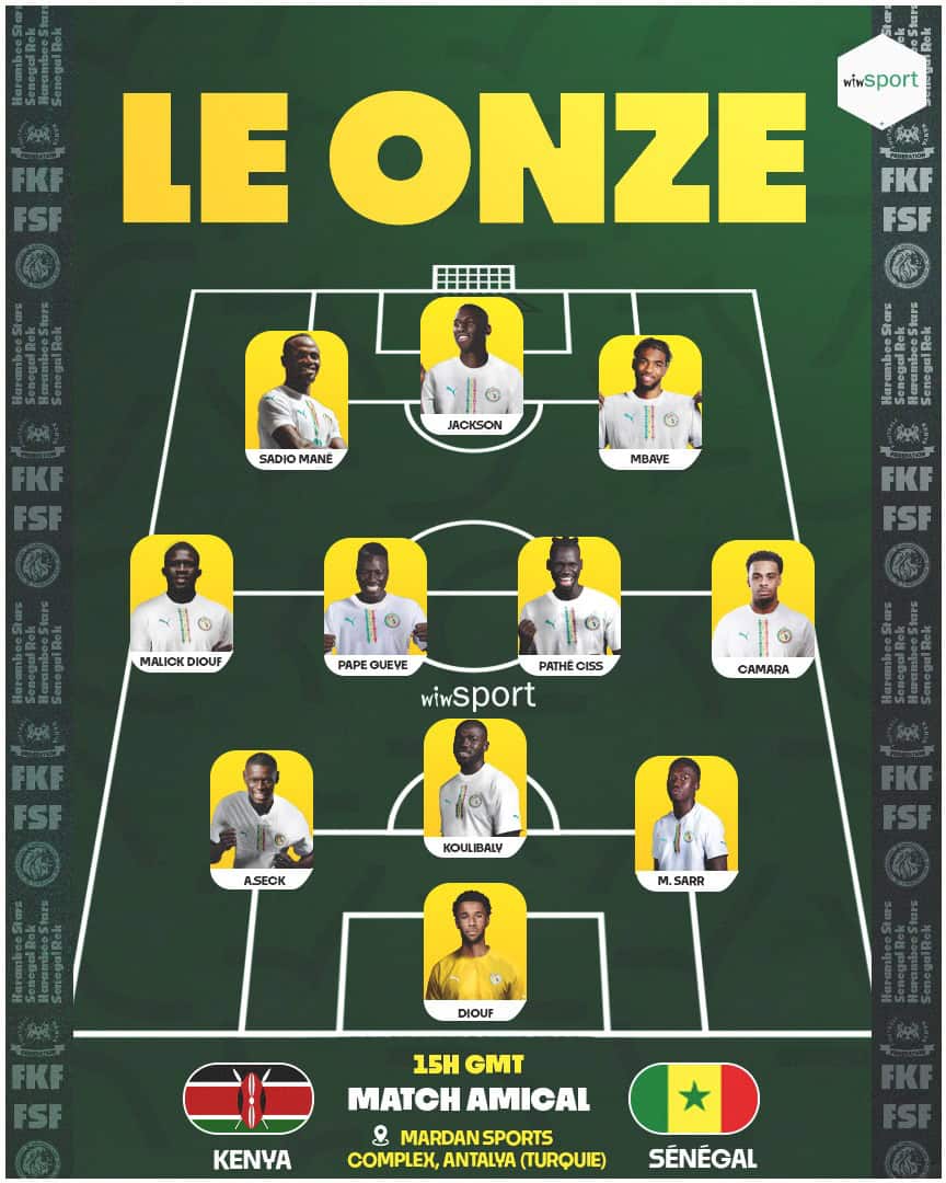 Sénégal - Kenya : Les Lions en 3-4-3 avec Mamadou Sarr et Ibrahim Mbaye - wiwsport