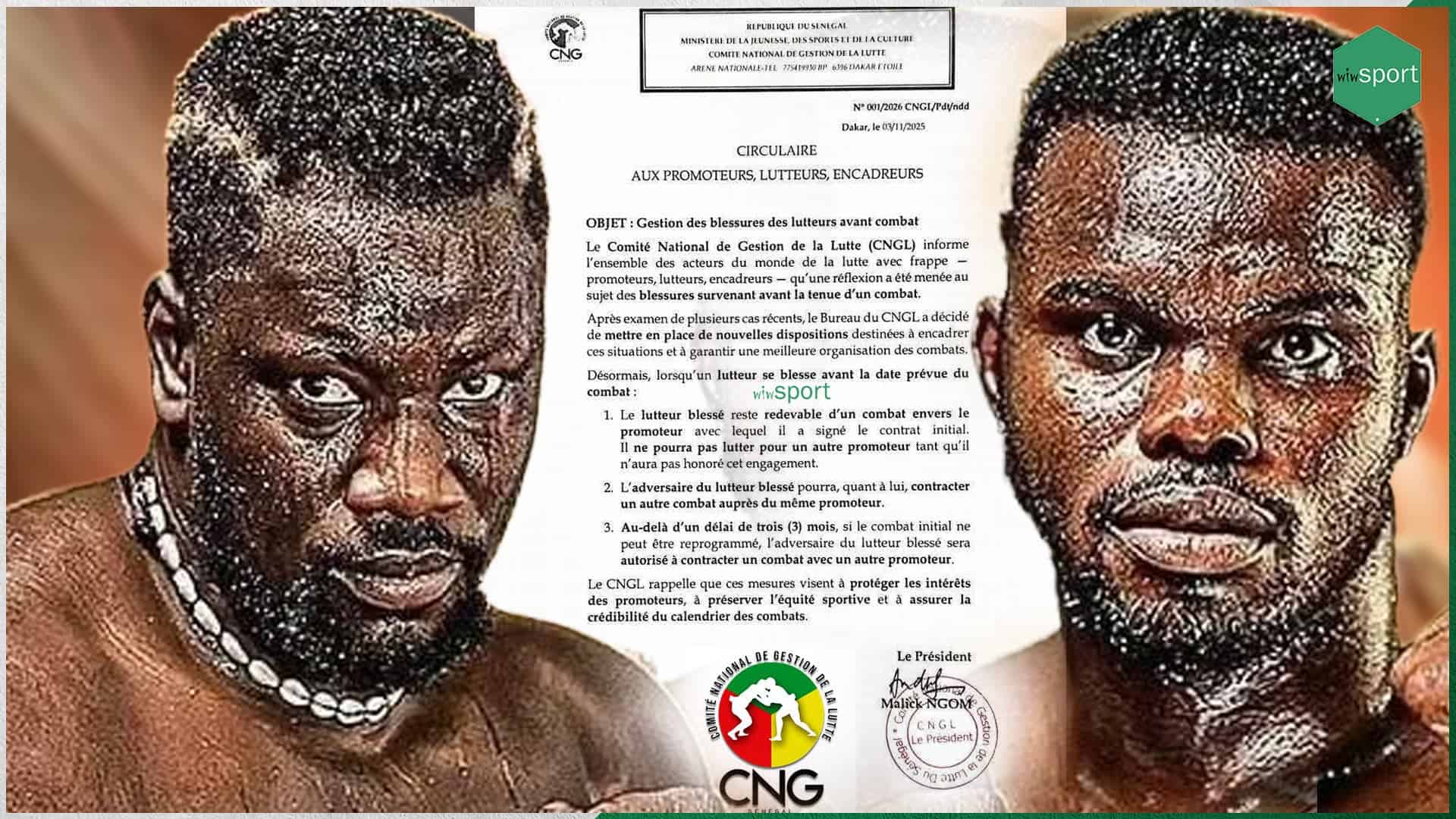 Lamb : Blessures avant les combats, le CNG siffle la fin de la récréation et prend des décisions fermes ! - wiwsport Lamb : Blessures avant les combats, le CNG siffle la fin de la récréation et prend des décisions fermes ! - wiwsport