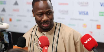 WASHINGTON, DC - DECEMBER 05: Pape Thiaw, Head Coach of Senegal, speaks in the mixed zone after the FIFA World Cup 2026 Official Draw at John F. Kennedy Center for the Performing Arts on December 05, 2025 in Washington, DC. (Photo by Emilee Chinn - FIFA/FIFA via Getty Images)