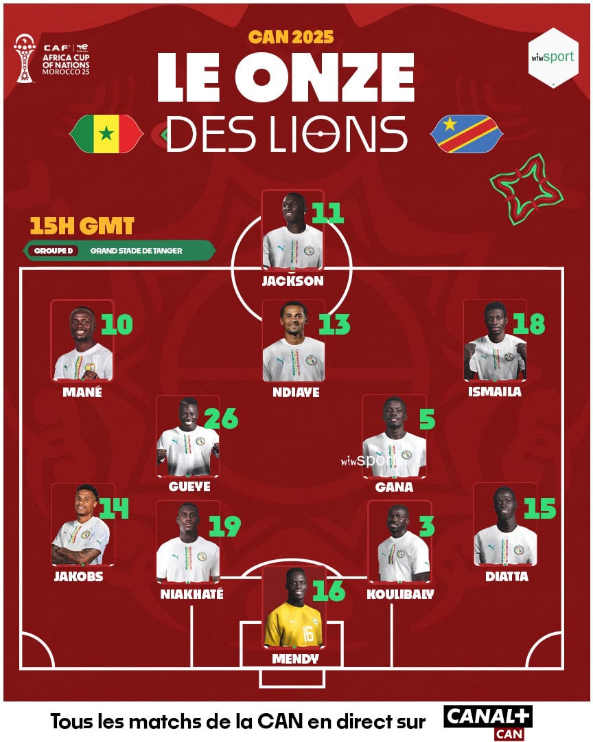 CAN 2025 / Sénégal - RD Congo : Pape Thiaw reconduit le même onze aligné face au Botswana - wiwsport CAN 2025 / Sénégal - RD Congo : Pape Thiaw reconduit le même onze aligné face au Botswana - wiwsport