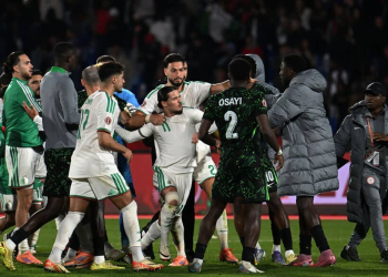 Tempers flare up after Algeria are deafeated during the 2025 Africa Cup of Nations quarterfinal game between Algeria and Nigeria at Marrakech Stadium in Morocco on 10 January 2025 © Ryan Wilkisky/BackpagePix
