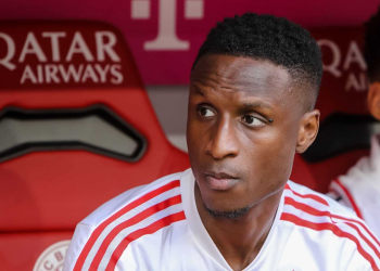 MUNICH, GERMANY - AUGUST 27: Bouna Sarr of Bayern Muenchen sits on the bench prior to the Bundesliga match between FC Bayern München and Borussia Mönchengladbach at Allianz Arena on August 27, 2022 in Munich, Germany. (Photo by Roland Krivec/DeFodi Images via Getty Images)