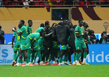 Pape Alassne Gueye of Senegal  celebrate  during the AFCON final between Morocco and Senegal at Complexe Sportif Prince Moulay Abdellah, Rabat, Morocco on January 18, 2026.  (Photo by Ulrik Pedersen/NurPhoto via Getty Images)