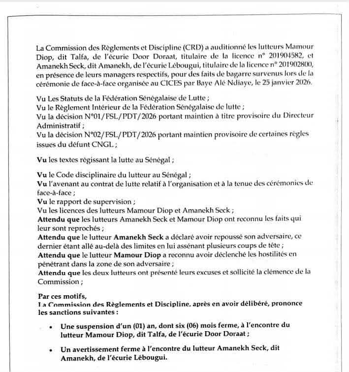 Lamb - Talfa suspendu 1 an dont 6 mois ferme après sa bagarre lors du face-to-face avec Amanekh - wiwsport