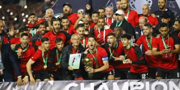 Zineddine Belaid of USM Alger (c) celebrates victory with trophy during the CAF Confederation Cup 2022/23 Final, second leg between USM Alger and Young Africans at the 5 July Stadium in Algiers, Algeria on 03 June 2023 @BackpagePix
