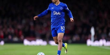 LONDON, ENGLAND - MARCH 14: Iliman Ndiaye of Everton during the Premier League match between Arsenal and Everton at Emirates Stadium on March 14, 2026 in London, England. (Photo by Marc Atkins/Getty Images)