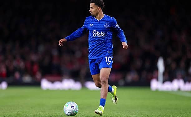 LONDON, ENGLAND - MARCH 14: Iliman Ndiaye of Everton during the Premier League match between Arsenal and Everton at Emirates Stadium on March 14, 2026 in London, England. (Photo by Marc Atkins/Getty Images)