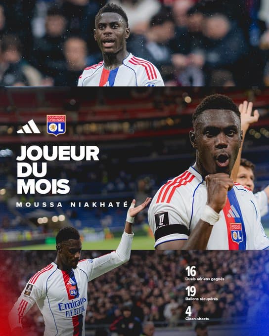 Ligue 1 : Moussa Niakhaté élu Joueur du mois de février à Lyon