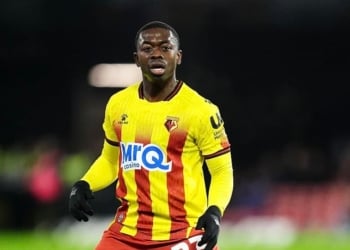 Watford's Nampalys Mendy during the Sky Bet Championship match at Vicarage Road, Watford. Picture date: Tuesday February 24, 2026. (Photo by Adam Davy/PA Images via Getty Images)