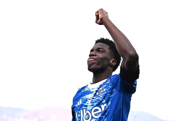 COMO, ITALY - MARCH 22: Assane Diao of Como celebrates his goal during the Serie A match between Como 1907 and Pisa SC at Giuseppe Sinigaglia Stadium on March 22, 2026 in Como, Italy. (Photo by Image Photo Agency/Getty Images)