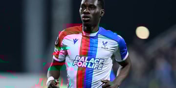 LARNACA, CYPRUS - MARCH 19: Ismaila Sarr of Crystal Palace celebrates scoring his team's first goal during the UEFA Conference League 2025/26 round of 16 second leg match between AEK Larnaca FC and Crystal Palace FC at AEK Arena on March 19, 2026 in Larnaca, Cyprus. (Photo by Chara Savvidou/Getty Images)