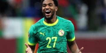 Soccer Football - CAF Africa Cup of Nations - Morocco 2025 - Round of 16 - Senegal v Sudan - Tangier Grand Stadium, Tangier, Morocco - January 3, 2026 Senegal's Ibrahim Mbaye celebrates scoring their third goal REUTERS/Amr Abdallah Dalsh