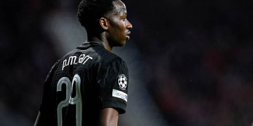 MADRID, SPAIN - MARCH 10: Pape Matar Sarr of Tottenham Hotspur looks on during the UEFA Champions League 2025/26 Round of 16 First Leg match between Atletico de Madrid and Tottenham Hotspur at Riyadh Air Metropolitano on March 10, 2026, in Madrid, Spain. (Photo By Oscar J. Barroso/Europa Press via Getty Images)