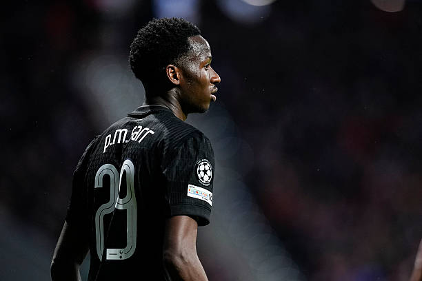 MADRID, SPAIN - MARCH 10: Pape Matar Sarr of Tottenham Hotspur looks on during the UEFA Champions League 2025/26 Round of 16 First Leg match between Atletico de Madrid and Tottenham Hotspur at Riyadh Air Metropolitano on March 10, 2026, in Madrid, Spain. (Photo By Oscar J. Barroso/Europa Press via Getty Images)
