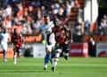 Bamba DIENG of FC Lorient ans Pierre EMILE-HOJBJERG of Marseille during the Ligue 1 McDonald's match between Lorient and Marseille at Stade du Moustoir on April 18, 2026 in Lorient, France. (Photo by Anthony Bibard/FEP/Icon Sport via Getty Images)