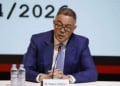 President of the Royal Moroccan Football Federation Fouzi Lekjaa speaks during the first operational meeting of the bilateral support committee for the 2030 World Cup in Salé on April 2, 2026. (Photo by Abdel Majid BZIOUAT / AFP via Getty Images)