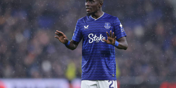LIVERPOOL, ENGLAND - FEBRUARY 10: Idrissa Gana Gueye of Everton during the Premier League match between Everton and Bournemouth at Goodison Park on February 10, 2026 in Liverpool, England. (Photo by James Gill - Danehouse/Getty Images)