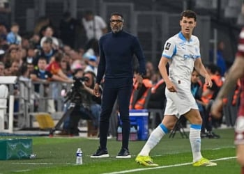 Habib BEYE new Head Coach of Marseille during the Ligue 1 McDonald's match between Marseille and Metz at Stade Velodrome on April 10, 2026 in Marseille, France. (Photo by Sylvain Thomas/FEP/Icon Sport via Getty Images)