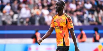 Moustapha MBOW of Paris FC during the Ligue 1 McDonald's match between Paris FC and Lille at Stade Jean Bouin on April 26, 2026 in Paris, France. (Photo by Ewen Gavet/Icon Sport via Getty Images)