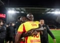 Abdallah SIMA and Malang SARR of Lens celebrates his victory after the Ligue 1 McDonald's match between Lens and Marseille at Stade Bollaert-Delelis on October 25, 2025 in Lens, France. (Photo by Johnny Fidelin/Icon Sport via Getty Images)