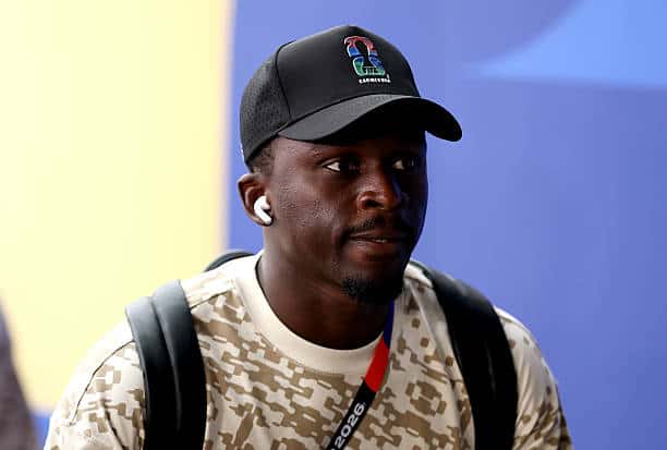 Mercato - Malang Sarr et Bamba Dieng dans le top 5 européen des joueurs libres les mieux valorisés - wiwsport EAST RUTHERFORD, NEW JERSEY - JUNE 22: Bamba Dieng #9 of Senegal arrives before the FIFA World Cup 2026 Group I match between Norway and Senegal at New York New Jersey Stadium on June 22, 2026 in East Rutherford, New Jersey. (Photo by Patrick Smith - FIFA/FIFA via Getty Images)