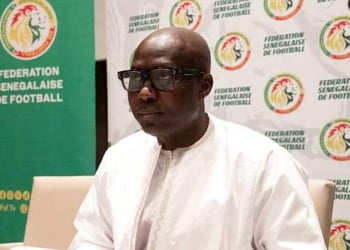 The president of the Senegalese Football Federation Abdoulaye Fall speaks during a press conference in Dakar on March 19, 2026. The Senegalese Football Federation announced on March 19, 2026 it has instructed its lawyers to lodge an appeal to the Court of Arbitration for Sport (CAS) after the national team were stripped of its Africa Cup of Nations title.
The Confederation of African Football (CAF) reversed Senegal's win, awarding the title to Morocco two months after the final. (Photo by SEYLLOU / AFP via Getty Images)