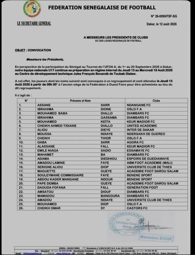 UFOA-A U17 : la liste des Lionceaux se précise avec l’intégration de huit champions d’Afrique - wiwsport