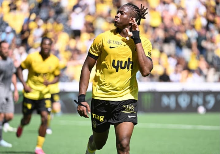 BSC Young Boys v FC Vaduz - Swiss Super League 2026/27

BERN, SWITZERLAND - AUGUST 23: Kaly Sène of Young Boys celebrating his score 2:1 during the Swiss Super League match between BSC Young Boys and FC Vaduz at Stadion Wankdorf on August 23, 2026 in Bern, Switzerland. (Photo by Manuel Winterberger/Eurasia Sport Images/Getty Images)