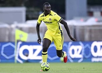 COMO, ITALY - AUGUST 01: Pape Gueye Alassane of Villareal in during pre-season friendly match between Lens v Villareal at Giuseppe Sinigaglia Stadium on August 01, 2026 in Como, Italy.  (Photo by Image Photo Agency/Getty Images)