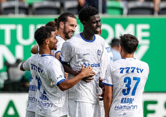 FBL-BEL-PROLEAGUE-RAAL LA LOUVIERE-GENT

KAA Gent's Senegalese forward #75 Ibrahima Cissé celebrates scoring his team's second goal during the Belgian "Pro League" football match between RAAL La Louviere and KAA Gent at Easi Arena in La Louviere on August 16, 2026. (Photo by BRUNO FAHY / Belga / AFP via Getty Images) / Belgium OUT