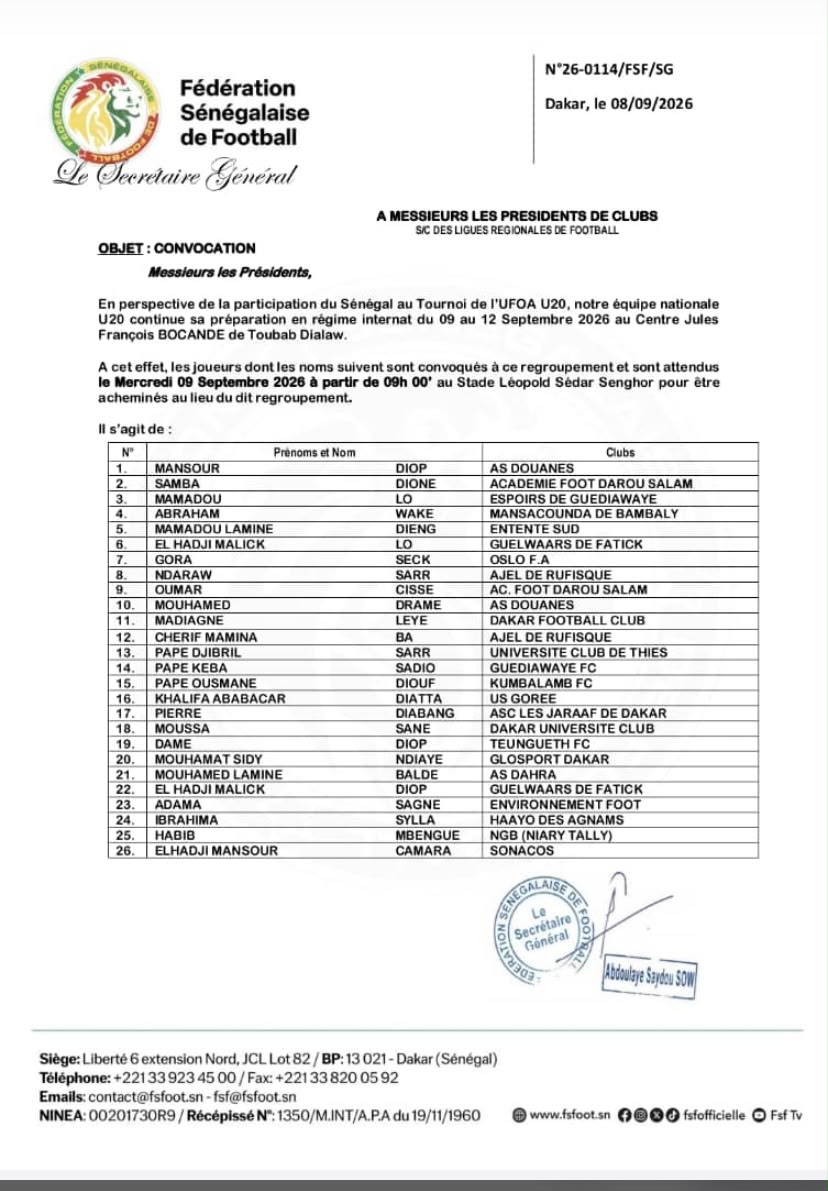 UFOA U20 : nouvelle liste de 26 joueurs pour poursuivre la préparation - wiwsport UFOA U20 : nouvelle liste de 26 joueurs pour poursuivre la préparation - wiwsport