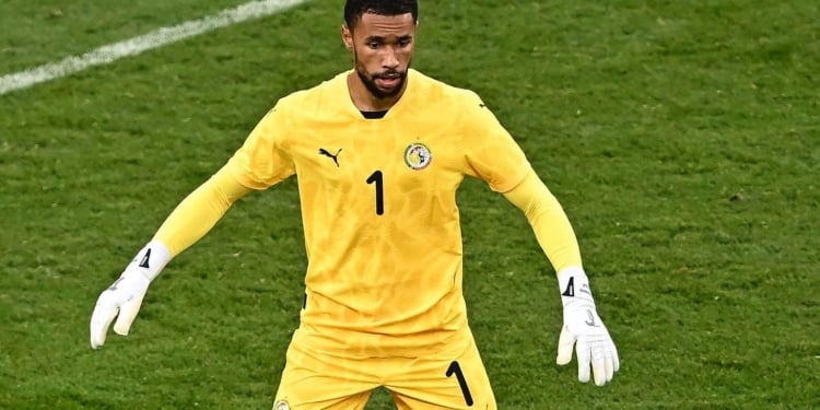 Dublin , Ireland - 6 June 2025; Senegal goalkeeper Yehvann Diouf during the international friendly match between Republic of Ireland and Senegal at the Aviva Stadium in Dublin. (Photo By Piaras ? M?dheach/Sportsfile via Getty Images)