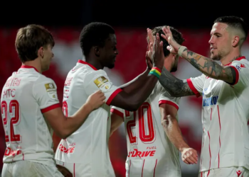 Bamba Dieng buteur lors du succès 3-0 de l'Étoile rouge de Belgrade à Radnicki 1923 - wiwsport Bamba Dieng buteur lors du succès 3-0 de l'Étoile rouge de Belgrade à Radnicki 1923 - wiwsport