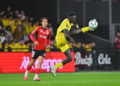 Cheikh Fall of Pau FC during Ligue 2 BKT match between Guingamp and Pau at Stade du Roudourou on October 16, 2026 in Guingamp, France. (Photo by Federico Pestellini/Icon Sport via Getty Images)
