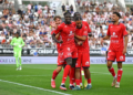 Mansour Samb inscrit son 8e but de la saison, La Roche renversée à Caen ! - wiwsport Mansour SAMB of La Roche and your teammates celebrate after scores during the Ligue 3 Betclic match between Amiens and La Roche-sur-Yon on August 14, 2026 at Stade de la Licorne in Amiens, France. (Photo by Baptiste Fernandez/Icon Sport via Getty Images)