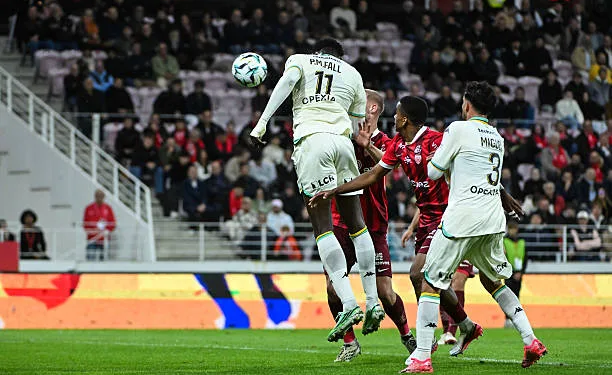 but Pape Moussa FALL of FC Metz during Ligue 2 BKT match between Dijon and Metz at Stade Gaston Gerard on October 12, 2026 in Dijon, France. (Photo by Vincent Poyer/Icon Sport via Getty Images)